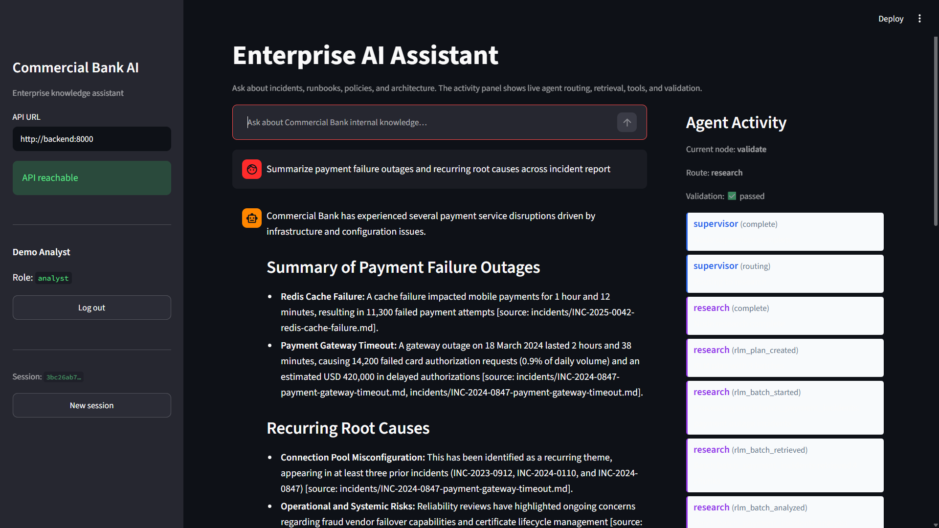 Enterprise AI Assistant complex RLM query