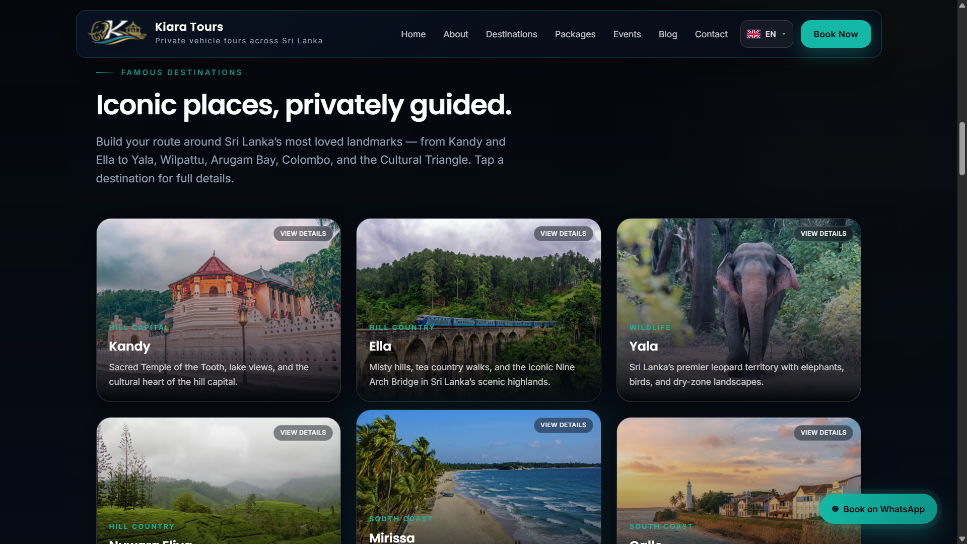 Kiara Tours destinations page