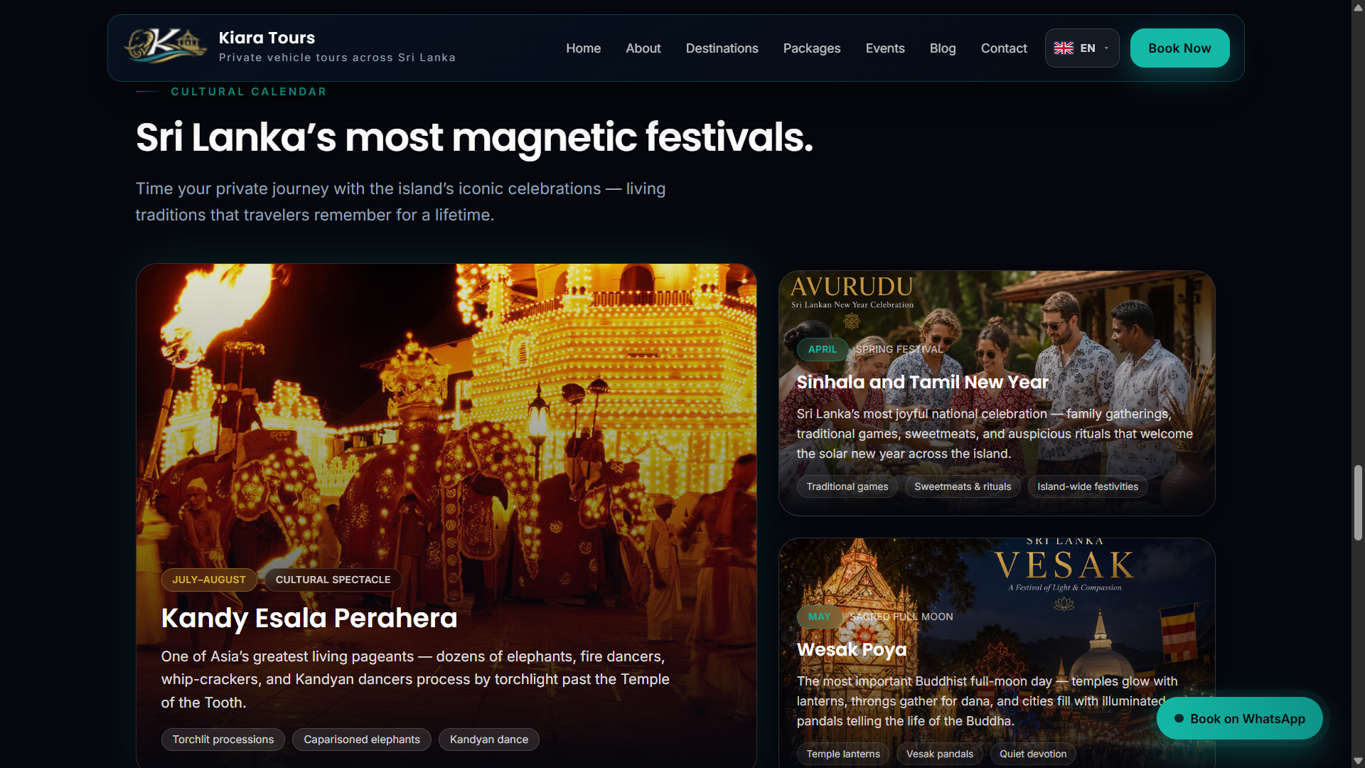 Kiara Tours events page