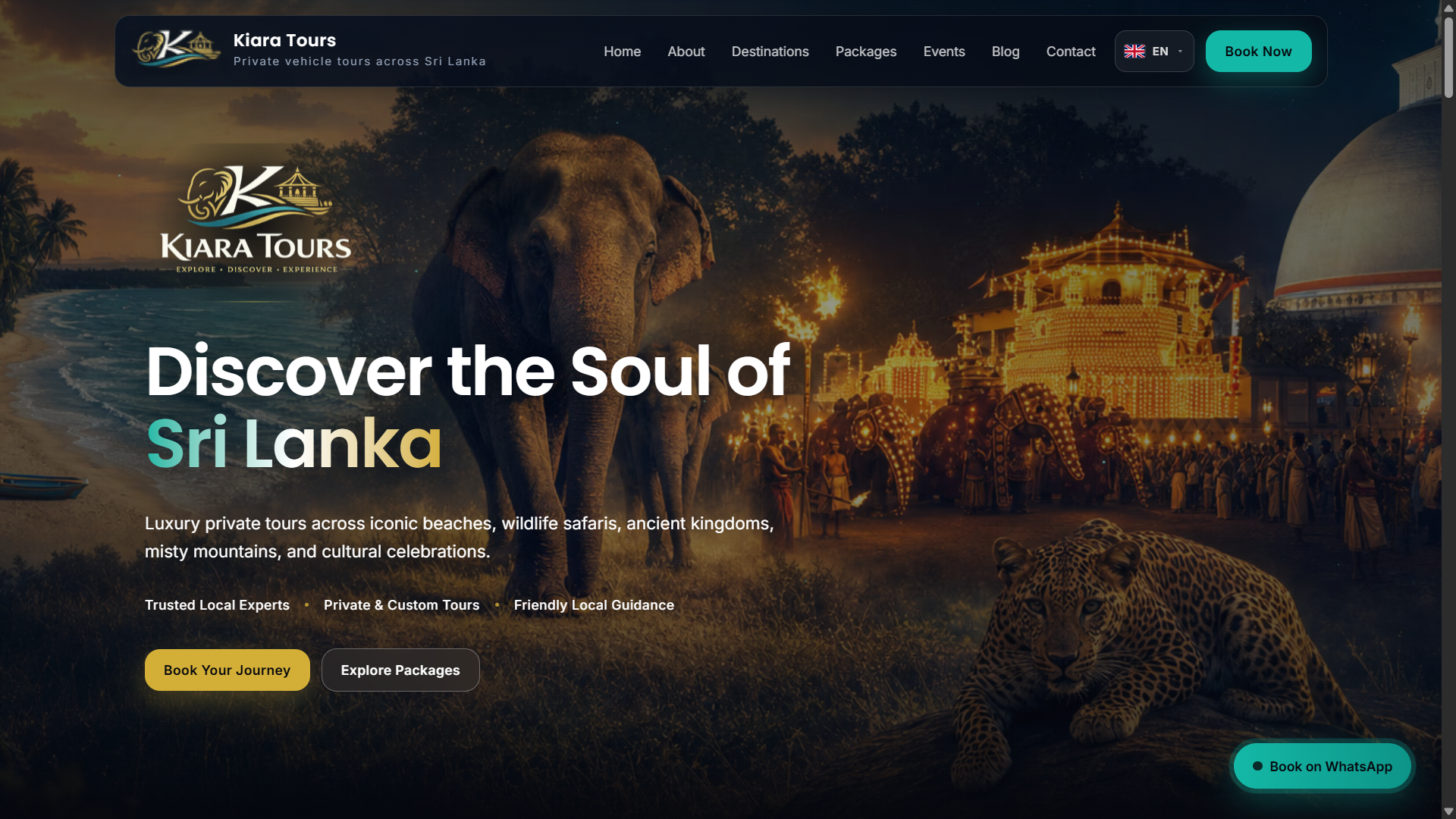 Kiara Tours hero section