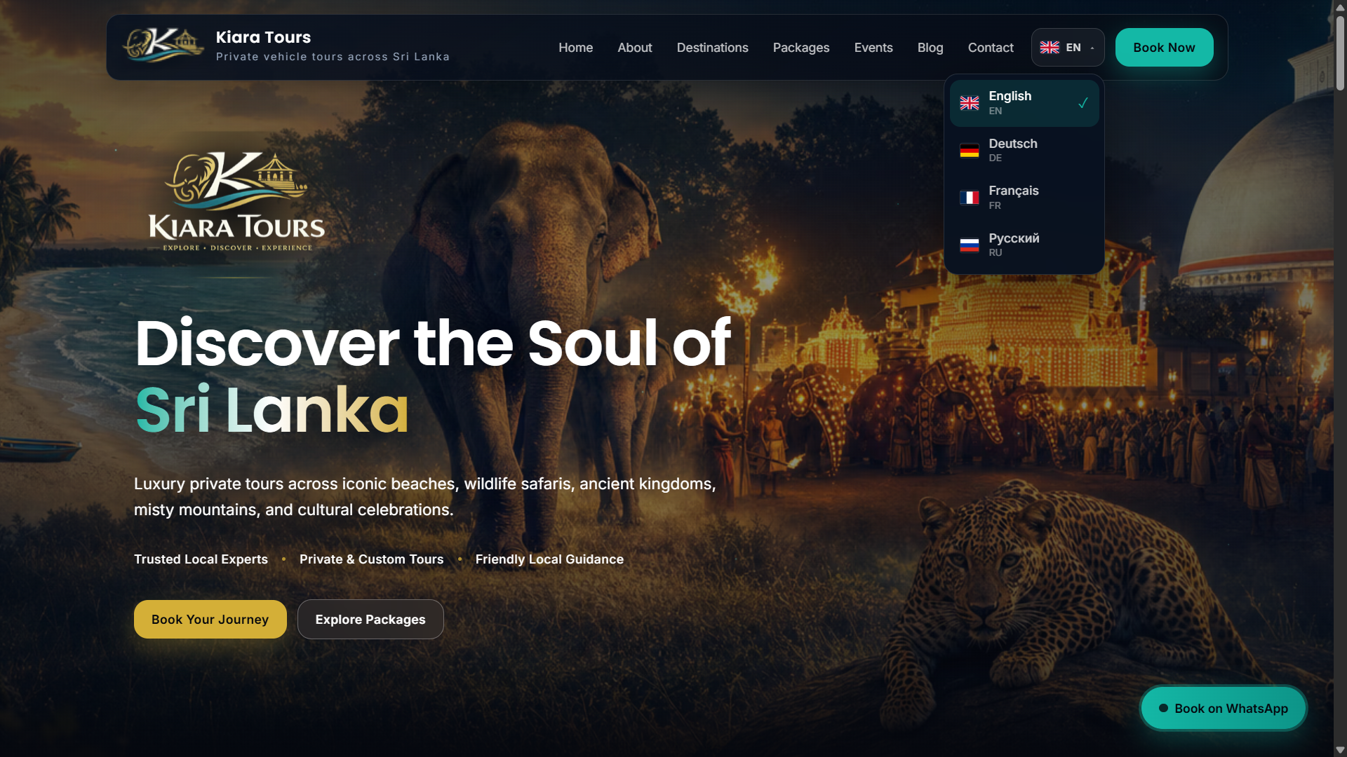 Kiara Tours multilingual support