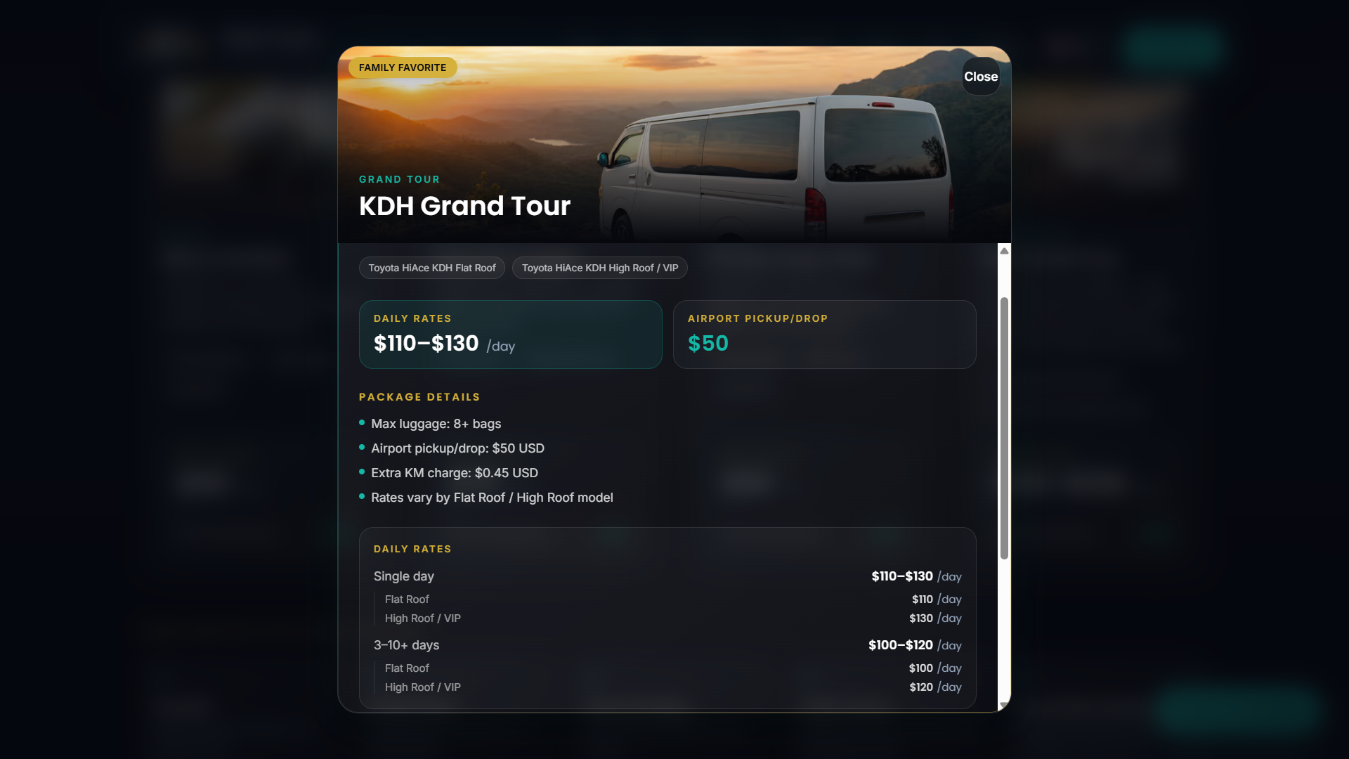 Kiara Tours package details